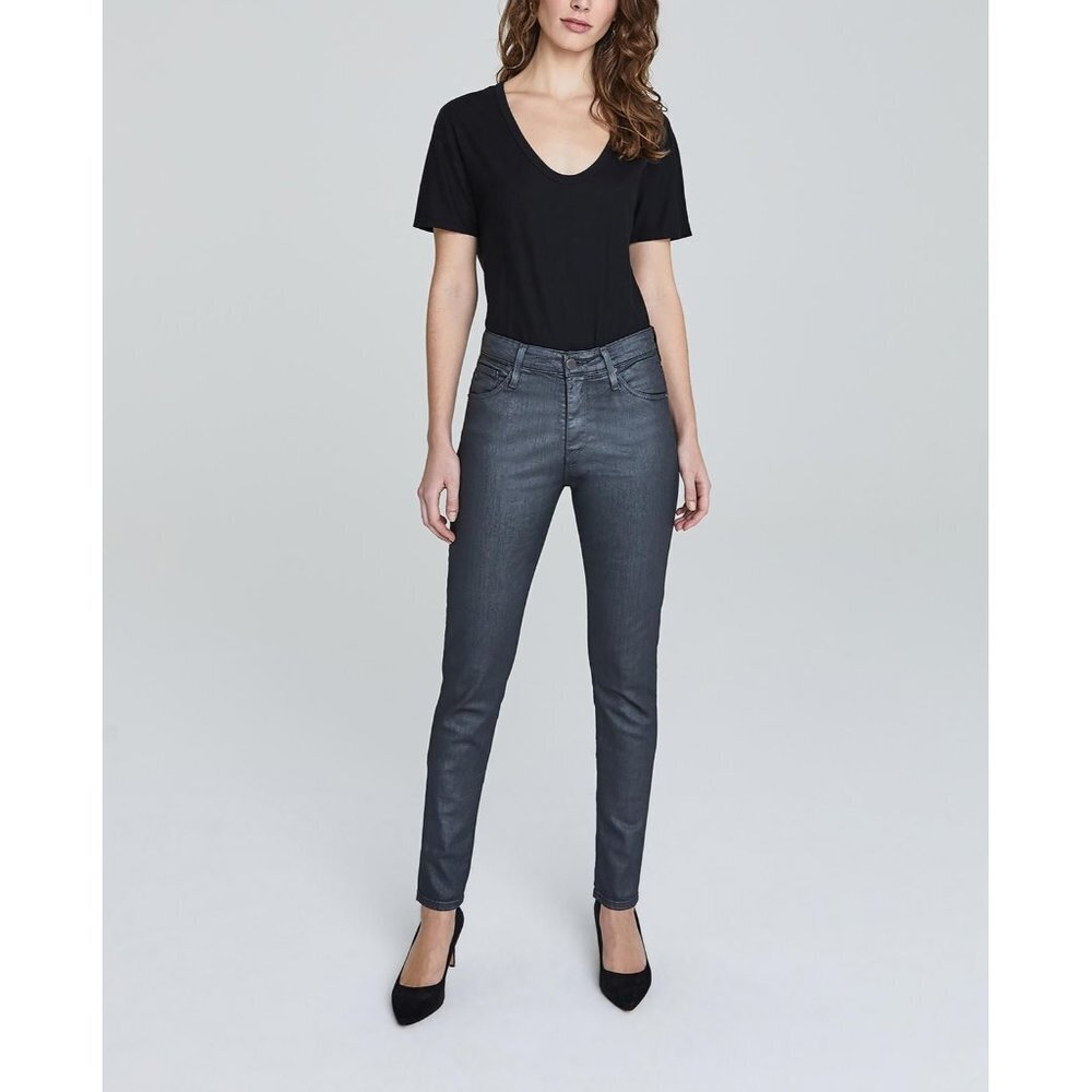 NWT AG Adriano Goldschmied The Farrah High Rise Skinny Denim Jeans Black Size 30